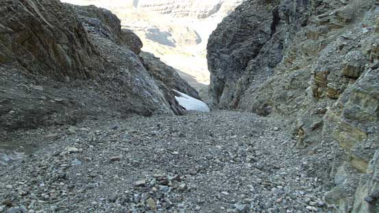 Looking down in the first gully