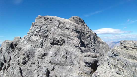 If you accidently went up the NW Peak, then you have to either down-climb or rappel this stuffs
