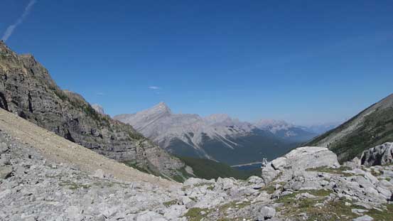 Looking back down the valley, the peak dominating the skyline is Old Goat Mountain