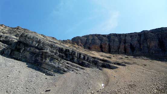 Looking back at this steep scree ramp