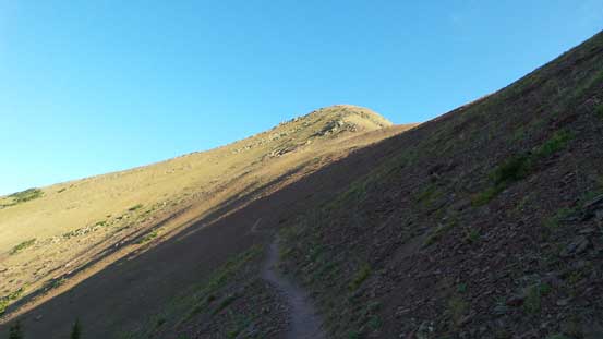 The trail cutting into the scree slope