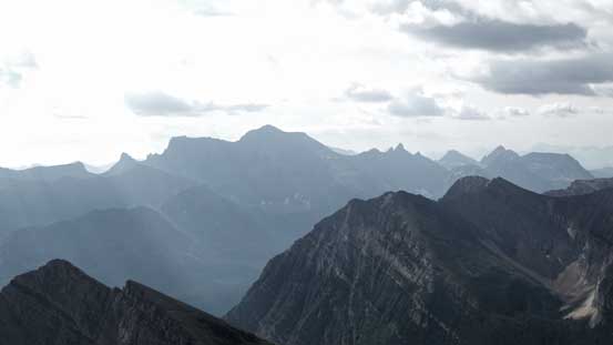 The morning sun doesn't give the greatest lighting on Mt. Cleveland - highest in GNP, MT