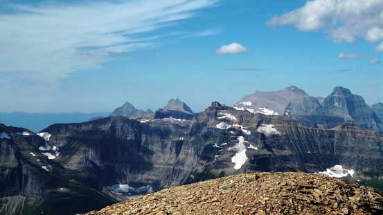 Behind Mt. Custer I could see giants in GNP, MT, including Numa, Peabody, Kintla, Kinnerly