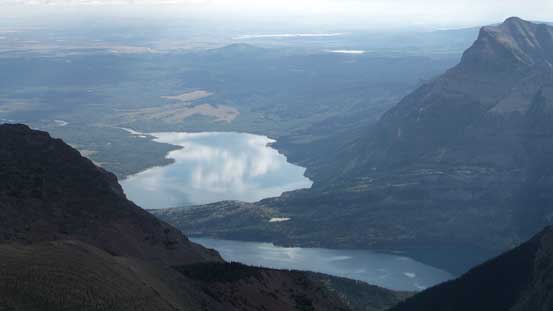 Looking down at Waterton Lakes