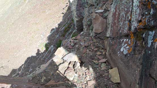 Halfway up the crux wall...