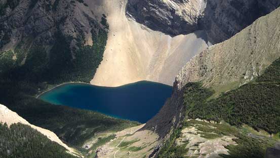 Looking down at Alderson Lake where I was told a bear was hanging out...