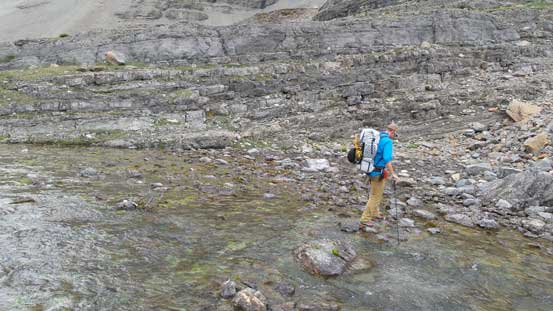 We crossed the outflow of this lake to the right side
