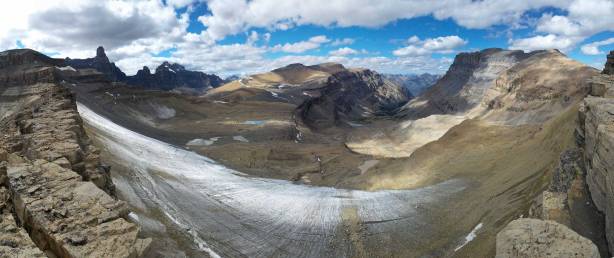 Panorama from the ridge. In the foreground is officially known as Murchison Icefield - more like a permanent ice patch now