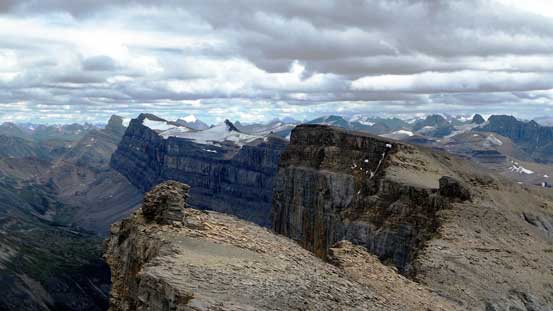 Looking back along the summit ridge towards the false summit