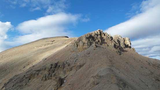 Looking back at a steeper and loose section