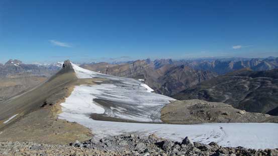 The remnant glacier on Marmota Peak