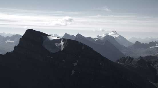Rising behind the shoulder of Quill Peak is the mighty Mt. Hector