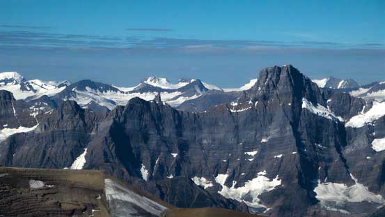 Rising behind the shoulder of Howse Peak is Nanga Parbat Mountain