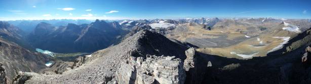 Panorama from the farther, rockier summit. Click to view large size.