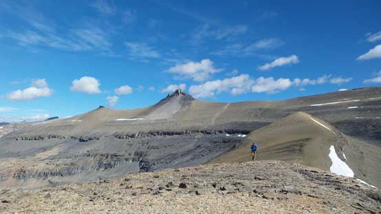 Vern hiking back across this broad ridge