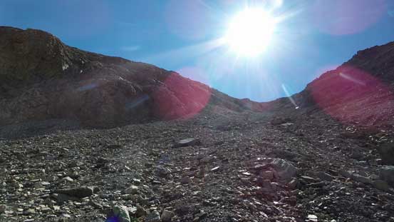 Looking back at this gully that we used to descend