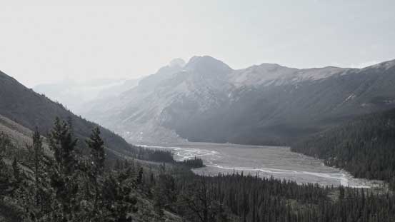Looking back I could see the broad Saskatchewan Glacier's valley