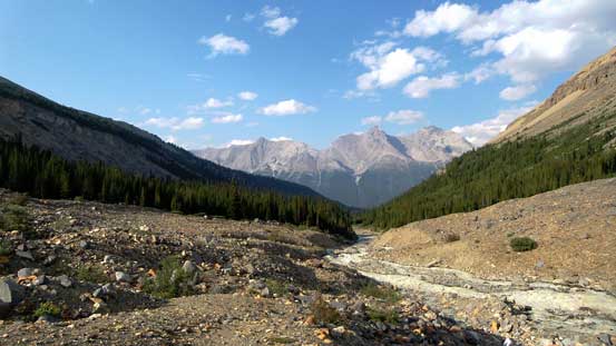 Looking back from just above treeline