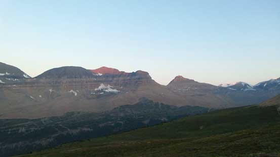The summit of Terrace Mountain catching the first bit of sunlight