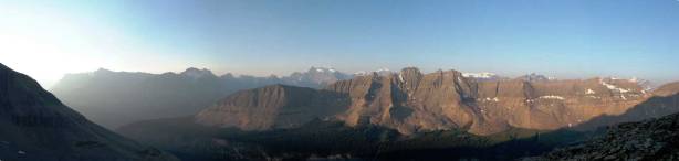 A panorama from partway up the easy section of the ridge. Click to view large size.