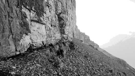 Traversing beneath the second cliff band