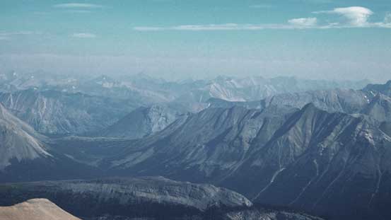 The broad pass on lower left is Nigel Pass by South Boundary Trail