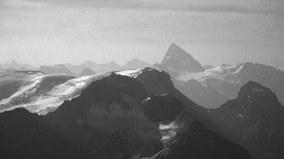 Mt. Forbes appears like a white tooth sticking out