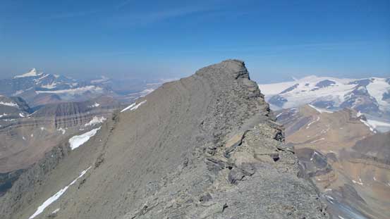 Traversing to the false summit to check out the views
