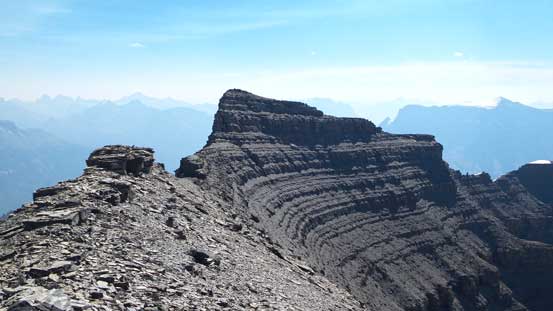 Looking back at the summit block