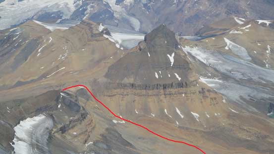 Looking down at the North Towers and the approach route