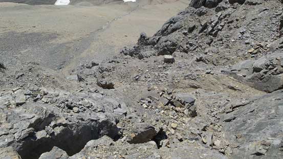 Descending the first cliff band