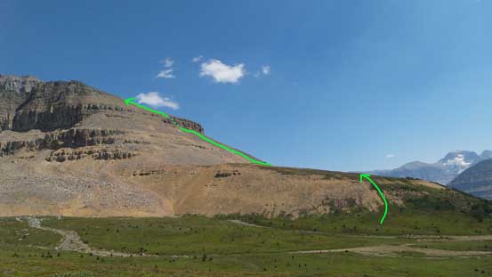 A review shot of the lower ridge and the route I took