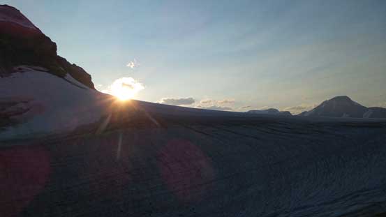 Sunbeam behind the glacial shoulder of Mt. Totally Awesome View