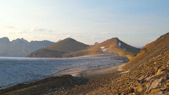 Partway up the scree, looking towards Mt. Saskatchewan Junior
