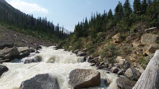 Water cascading down smaller steps
