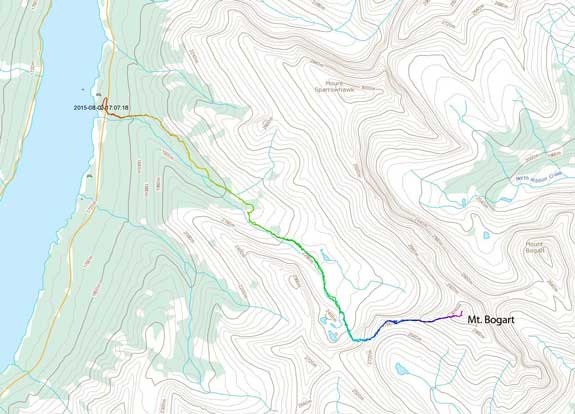 Mt. Bogart scramble route via W. Ridge