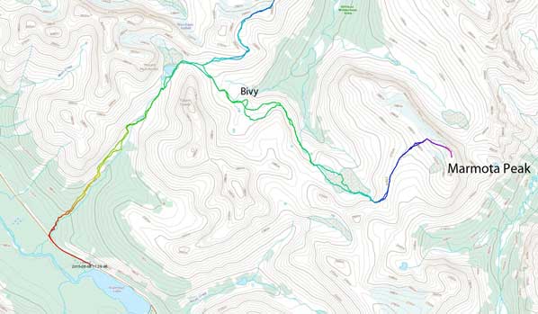 Marmota Peak ascent route