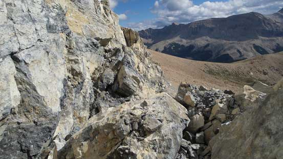 Up and over a notch, there's a lot of unstable boulders around