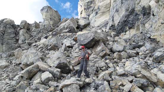 Mike working his way through this boulder field