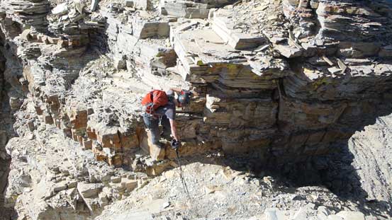 Mike negotiating a tricky notch
