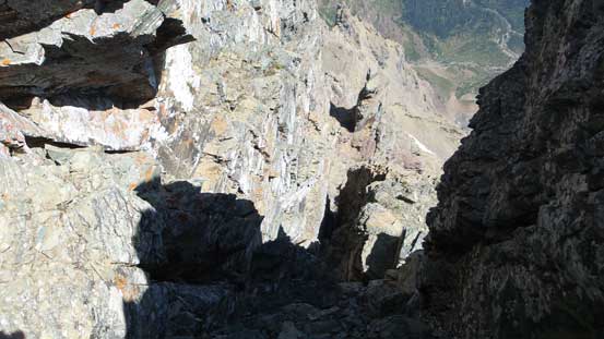 At the notch now, looking down the E. side.