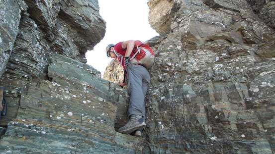 Mike checking out the intimidating views down the E. Face