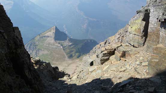 Way up high in the gully now, looking back towards Haystack Butte