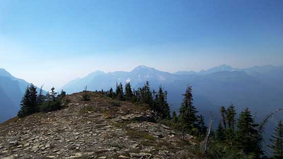 Looking west we couldn't see much. Heavens Peak at center