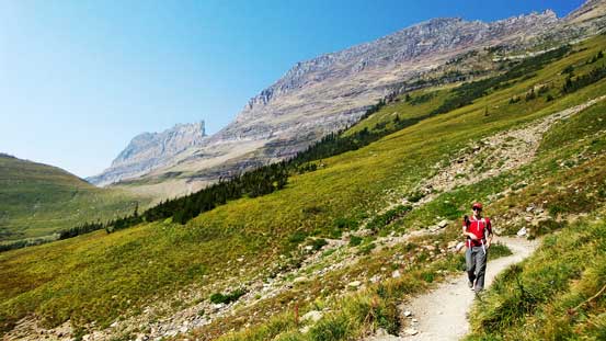 Hiking back along the trail
