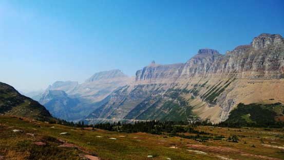 From Hidden Lake Pass trail, looking towards the Garden Wall and Mt. Gould