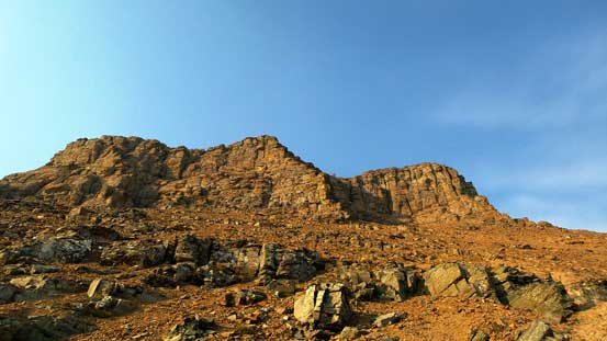 Back down through the upper cliffs, looking back