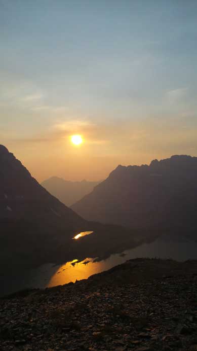 Sun and the reflections in Hidden Lake
