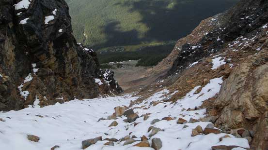 Partway up the gully, looking down