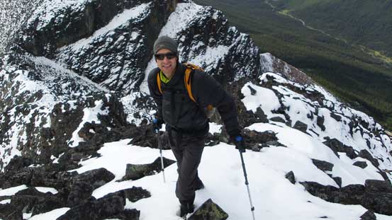 Maury having fun on the wet boulders... 